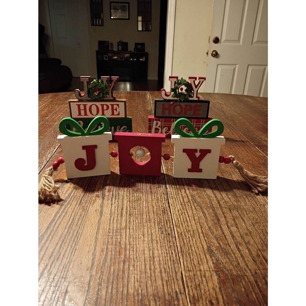 Lot Christmas Holiday Table Decor Decorations Rustic Farmhouse Joy Hope Believe